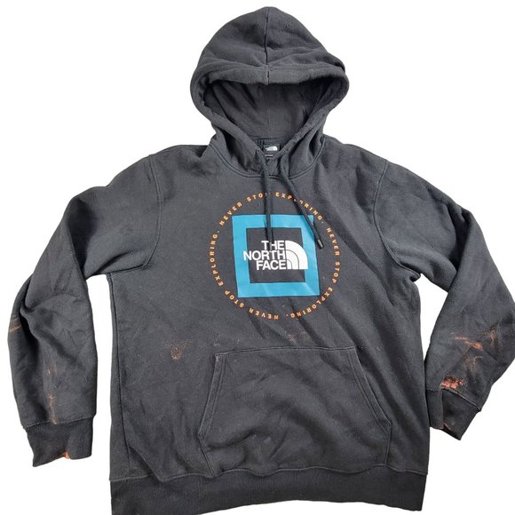 The North Face Mens Large Black Sweatshirt Pullover Hoodie Geo NSE Athletic - Picture 1 of 12